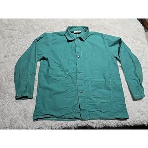 Vintage 60s Sager Glove Canvas XL Shirt Safety Safeguards Snap Button Mechanic